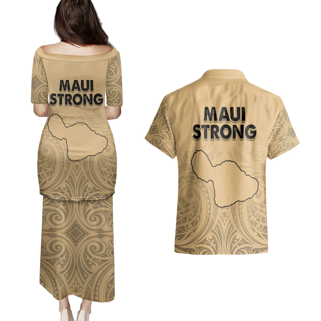 Hawaii Strong Maui Wildfire Couples Matching Puletasi Dress and Hawaiian Shirt No3 LT9 - Wonder Print Shop