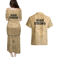 Hawaii Strong Maui Wildfire Couples Matching Puletasi Dress and Hawaiian Shirt No3 LT9 - Wonder Print Shop