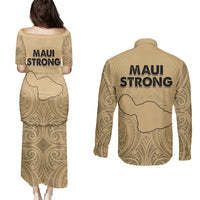 Hawaii Strong Maui Wildfire Couples Matching Puletasi Dress and Long Sleeve Button Shirts No3 LT9 - Wonder Print Shop