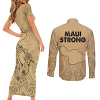 Hawaii Strong Maui Wildfire Couples Matching Short Sleeve Bodycon Dress and Long Sleeve Button Shirts No3 LT9 - Wonder Print Shop