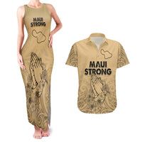 Hawaii Strong Maui Wildfire Couples Matching Tank Maxi Dress and Hawaiian Shirt No3 LT9 - Wonder Print Shop
