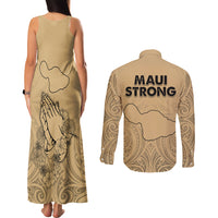 Hawaii Strong Maui Wildfire Couples Matching Tank Maxi Dress and Long Sleeve Button Shirts No3 LT9 - Wonder Print Shop