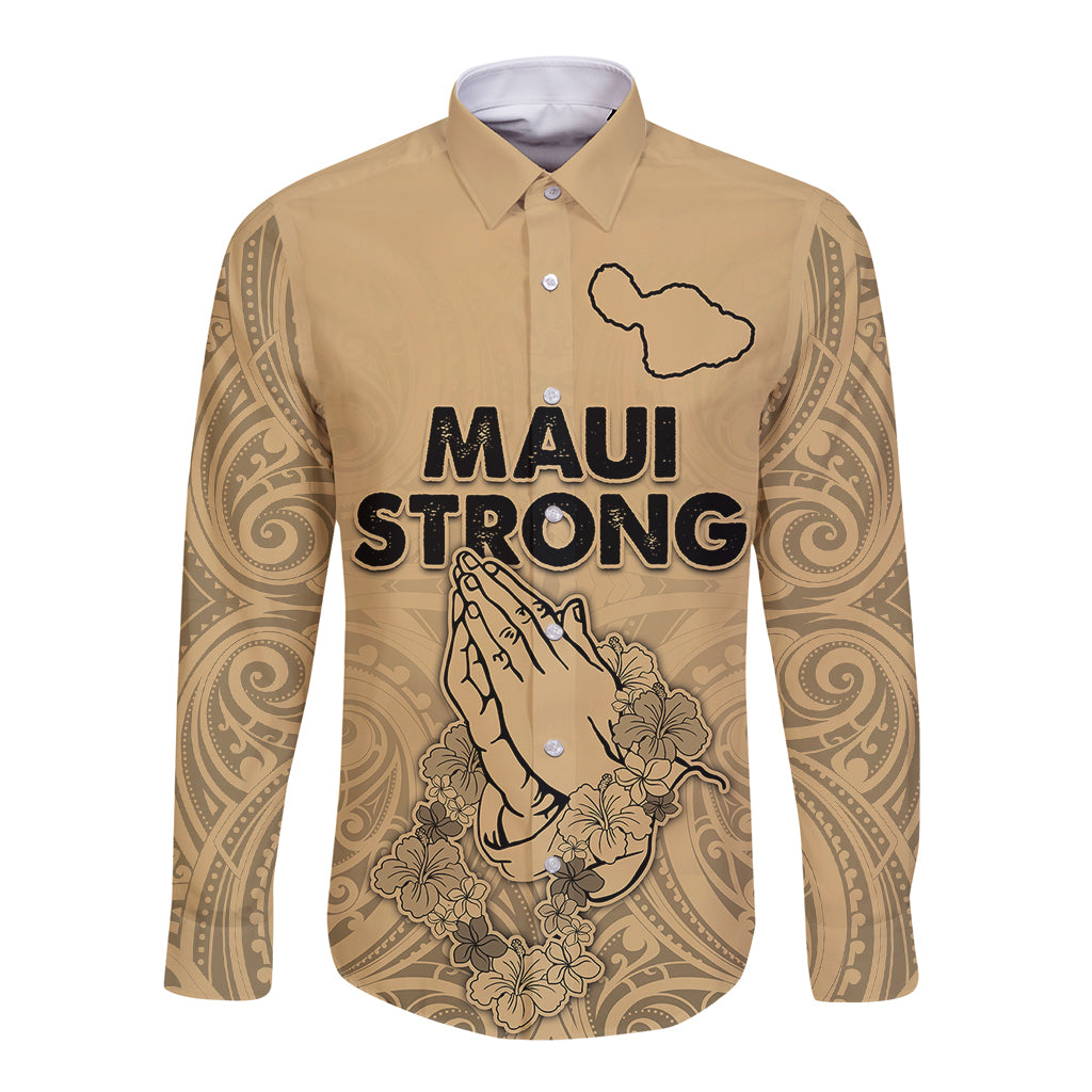 Hawaii Strong Maui Wildfire Long Sleeve Button Shirt No3 - Wonder Print Shop