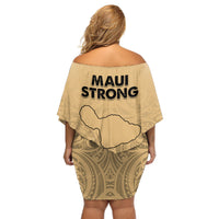 Hawaii Strong Maui Wildfire Off Shoulder Short Dress No3 - Wonder Print Shop