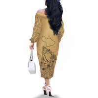 Hawaii Strong Maui Wildfire Off The Shoulder Long Sleeve Dress No3 - Wonder Print Shop