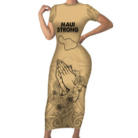 Hawaii Strong Maui Wildfire Short Sleeve Bodycon Dress No3 - Wonder Print Shop