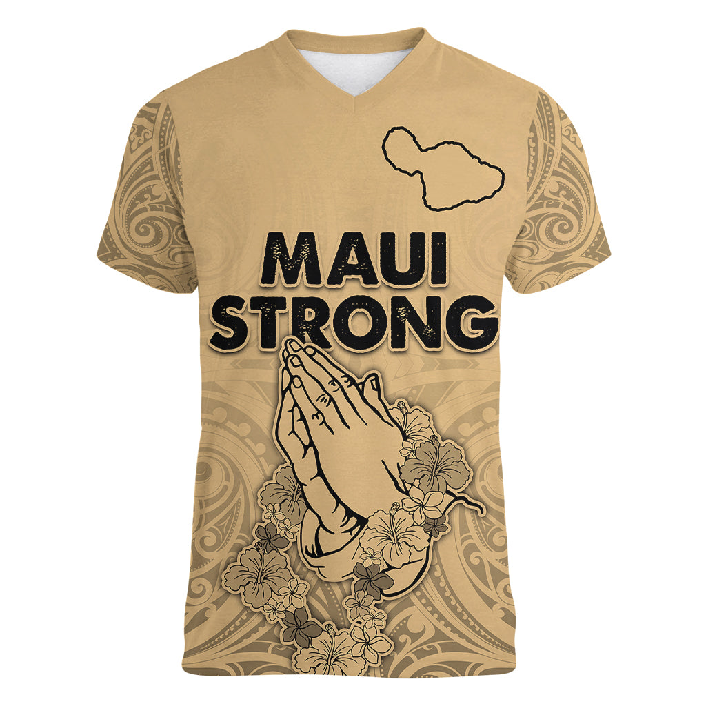 Hawaii Strong Maui Wildfire Women V Neck T Shirt No3 - Wonder Print Shop