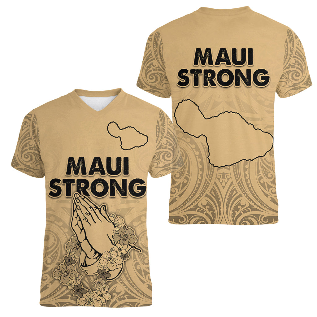 Hawaii Strong Maui Wildfire Women V Neck T Shirt No3 - Wonder Print Shop