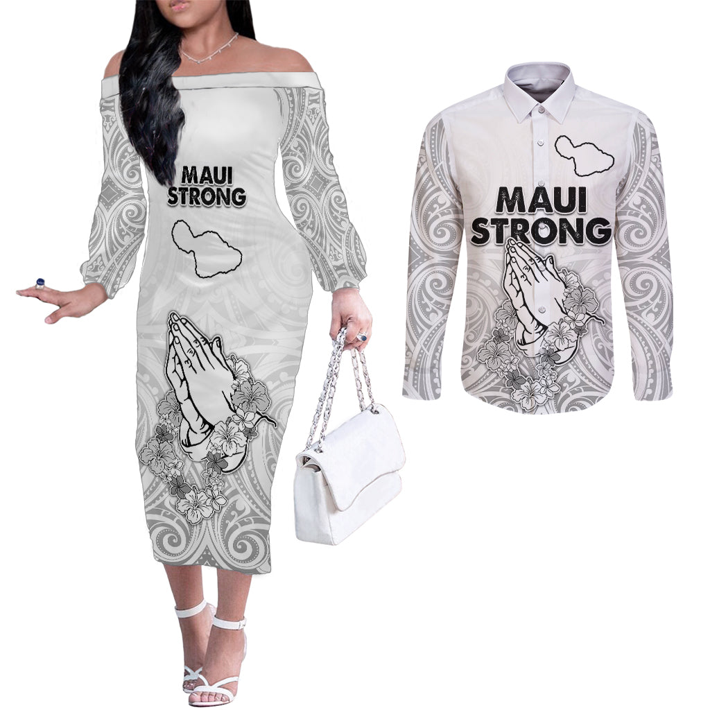 hawaii-strong-maui-wildfire-couples-matching-off-the-shoulder-long-sleeve-dress-and-long-sleeve-button-shirts-no4