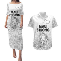 Hawaii Strong Maui Wildfire Couples Matching Puletasi Dress and Hawaiian Shirt No4 LT9 - Wonder Print Shop