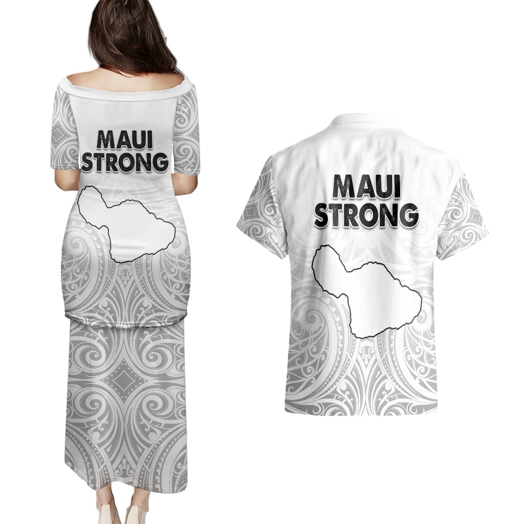 Hawaii Strong Maui Wildfire Couples Matching Puletasi Dress and Hawaiian Shirt No4 LT9 - Wonder Print Shop