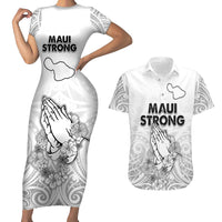 Hawaii Strong Maui Wildfire Couples Matching Short Sleeve Bodycon Dress and Hawaiian Shirt No4 LT9 - Wonder Print Shop