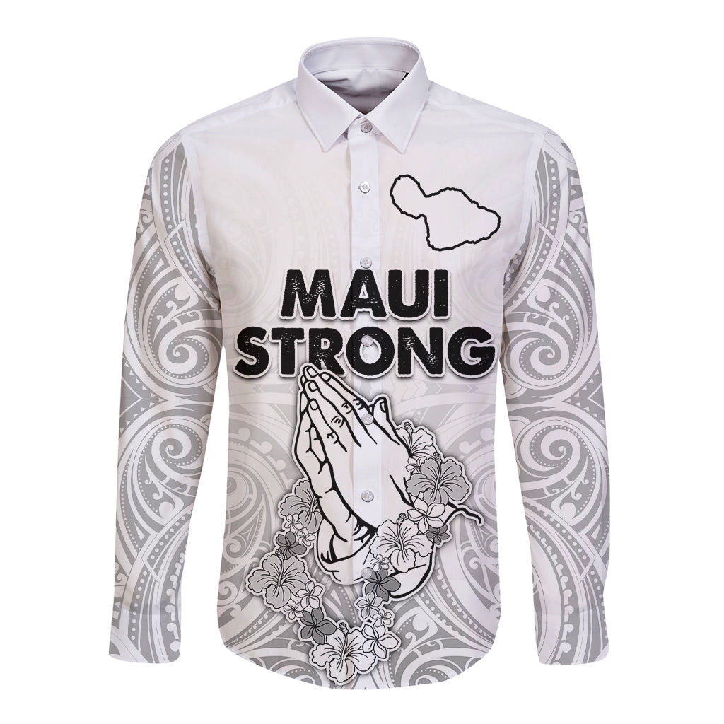 Hawaii Strong Maui Wildfire Long Sleeve Button Shirt No4 - Wonder Print Shop