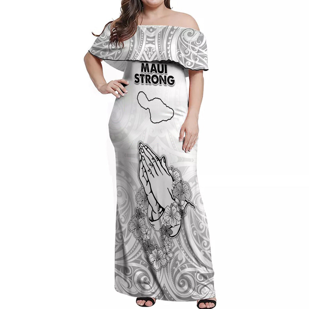 Hawaii Strong Maui Wildfire Off Shoulder Maxi Dress No4 - Wonder Print Shop