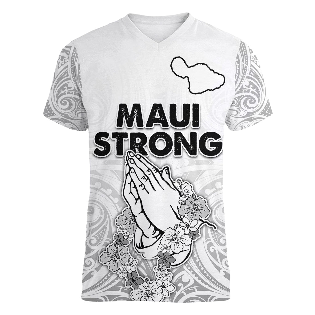 Hawaii Strong Maui Wildfire Women V Neck T Shirt No4 - Wonder Print Shop