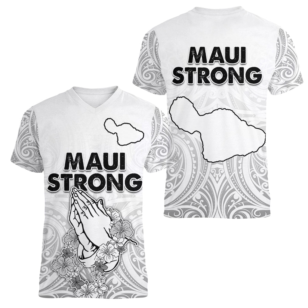 Hawaii Strong Maui Wildfire Women V Neck T Shirt No4 - Wonder Print Shop