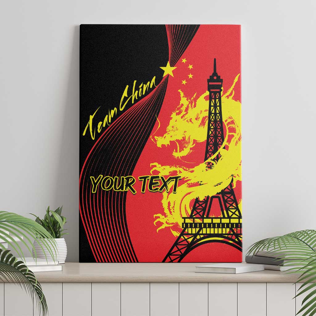 Personalized China Summer Sport Canvas Wall Art Dragon With Eiffel Tower Go Paris 2024 LT9 - Wonder Print Shop