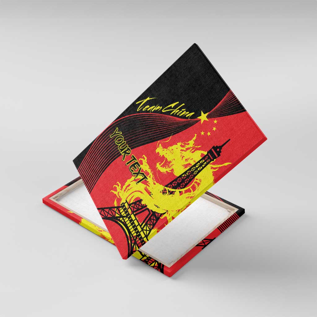 Personalized China Summer Sport Canvas Wall Art Dragon With Eiffel Tower Go Paris 2024 LT9 - Wonder Print Shop