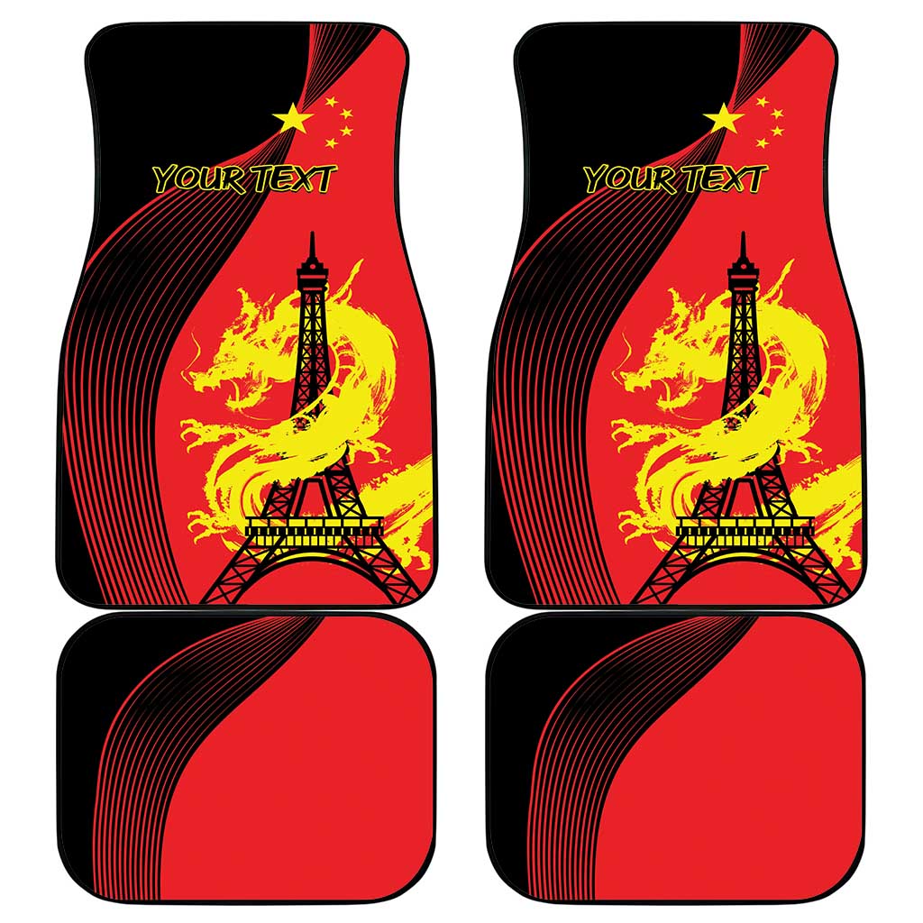 Personalized China Summer Sport Car Mats Dragon With Eiffel Tower Go Paris 2024 LT9 - Wonder Print Shop
