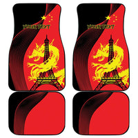 Personalized China Summer Sport Car Mats Dragon With Eiffel Tower Go Paris 2024 LT9 - Wonder Print Shop