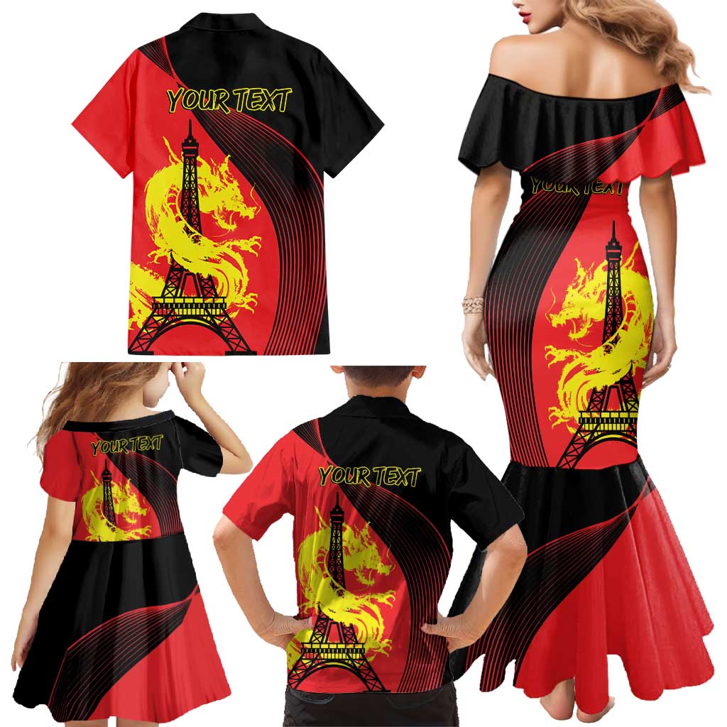 Personalized China Summer Sport Family Matching Mermaid Dress and Hawaiian Shirt Dragon With Eiffel Tower Go Paris 2024 LT9 - Wonder Print Shop
