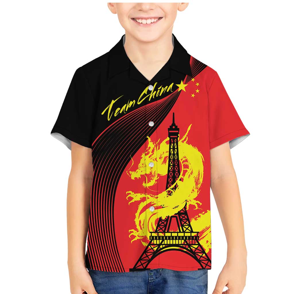 Personalized China Summer Sport Family Matching Mermaid Dress and Hawaiian Shirt Dragon With Eiffel Tower Go Paris 2024 LT9 - Wonder Print Shop