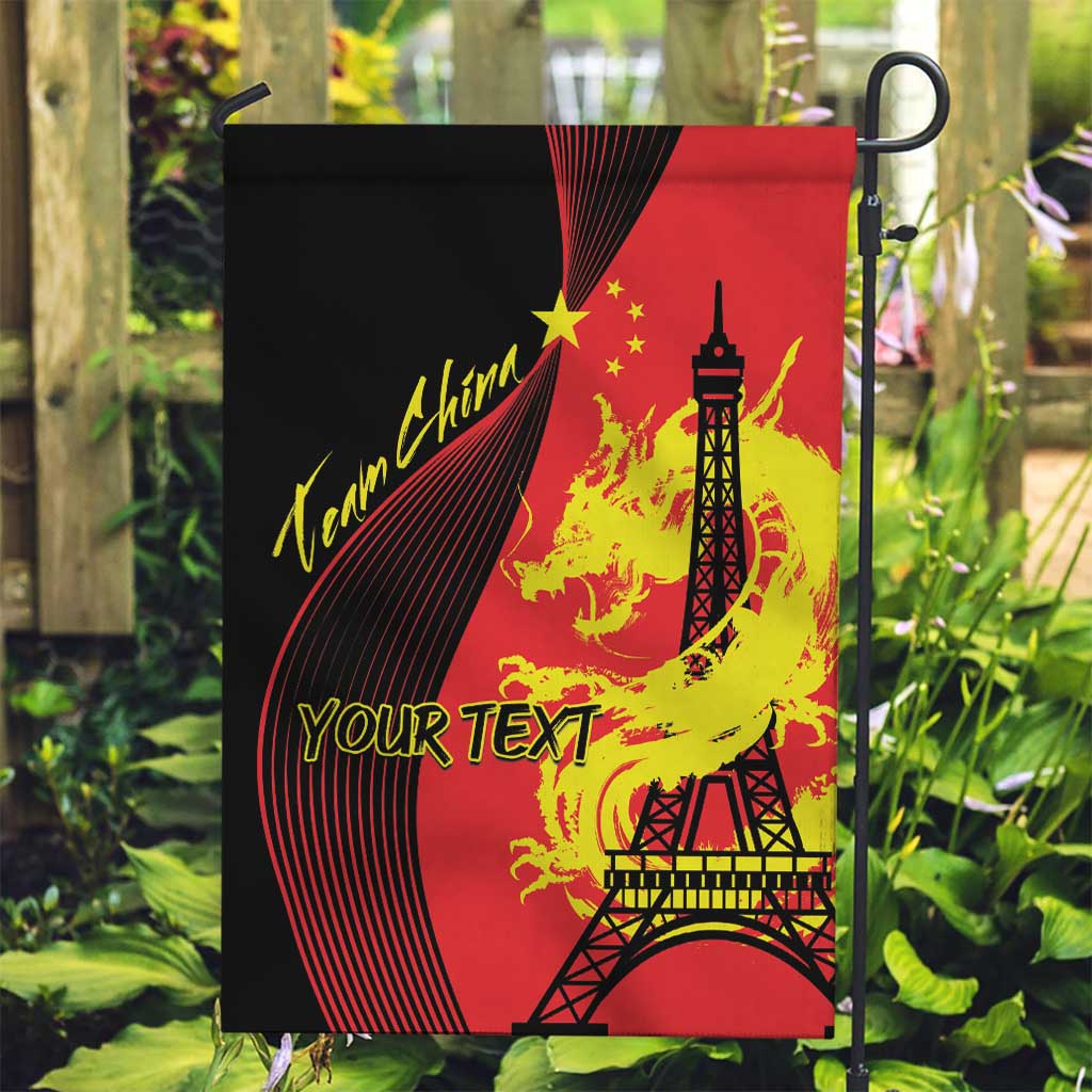 Personalized China Summer Sport Garden Flag Dragon With Eiffel Tower Go Paris 2024 - Wonder Print Shop