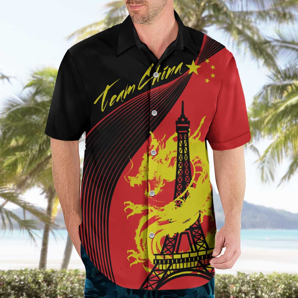 Personalized China Summer Sport Hawaiian Shirt Dragon With Eiffel Tower Go Paris 2024 - Wonder Print Shop