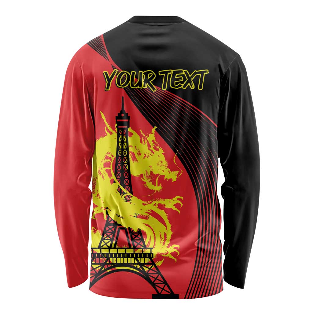 Personalized China Summer Sport Long Sleeve Shirt Dragon With Eiffel Tower Go Paris 2024 - Wonder Print Shop