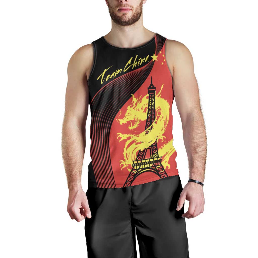 Personalized China Summer Sport Men Tank Top Dragon With Eiffel Tower Go Paris 2024 - Wonder Print Shop