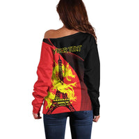 Personalized China Summer Sport Off Shoulder Sweater Dragon With Eiffel Tower Go Paris 2024 - Wonder Print Shop