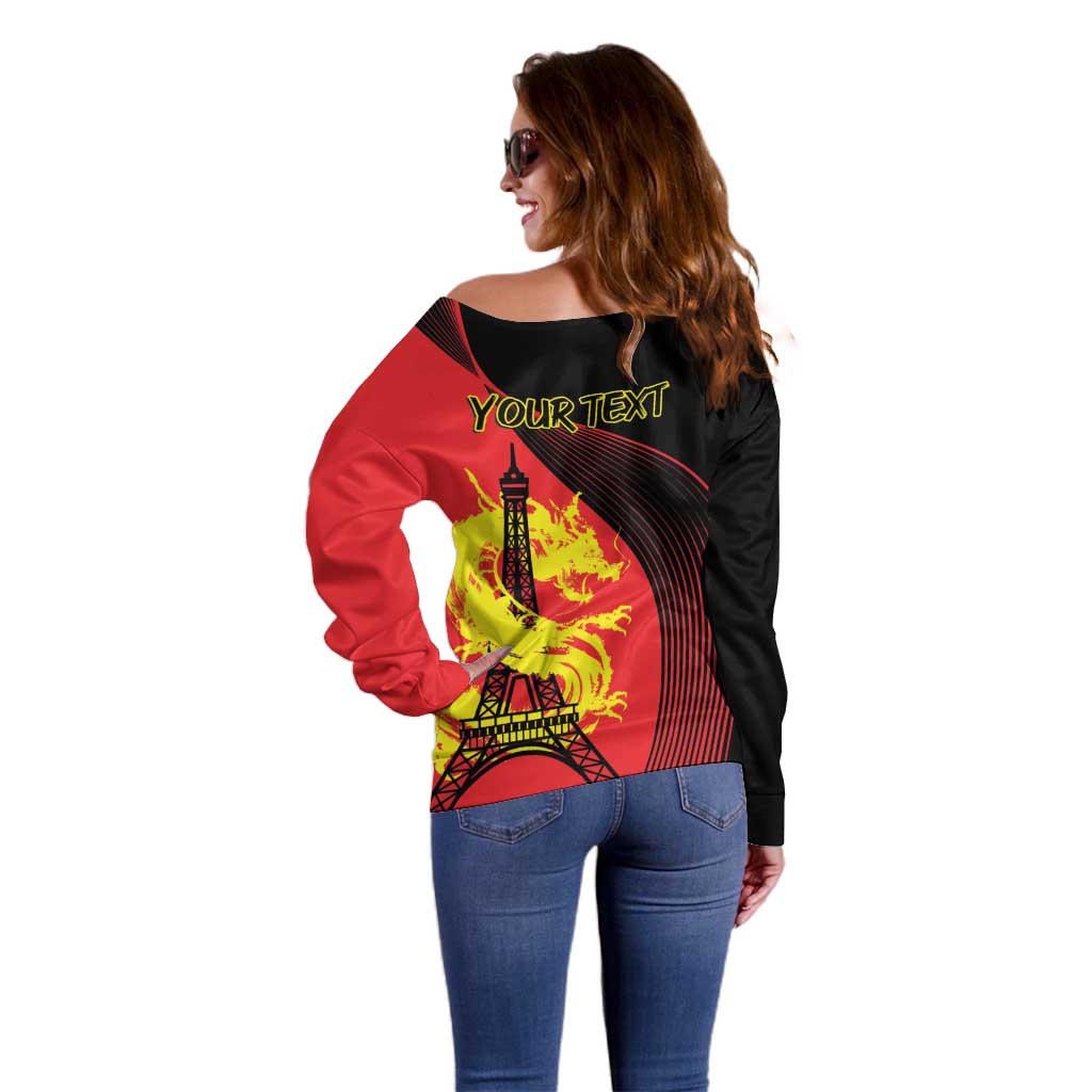 Personalized China Summer Sport Off Shoulder Sweater Dragon With Eiffel Tower Go Paris 2024 - Wonder Print Shop
