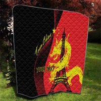 Personalized China Summer Sport Quilt Dragon With Eiffel Tower Go Paris 2024 - Wonder Print Shop