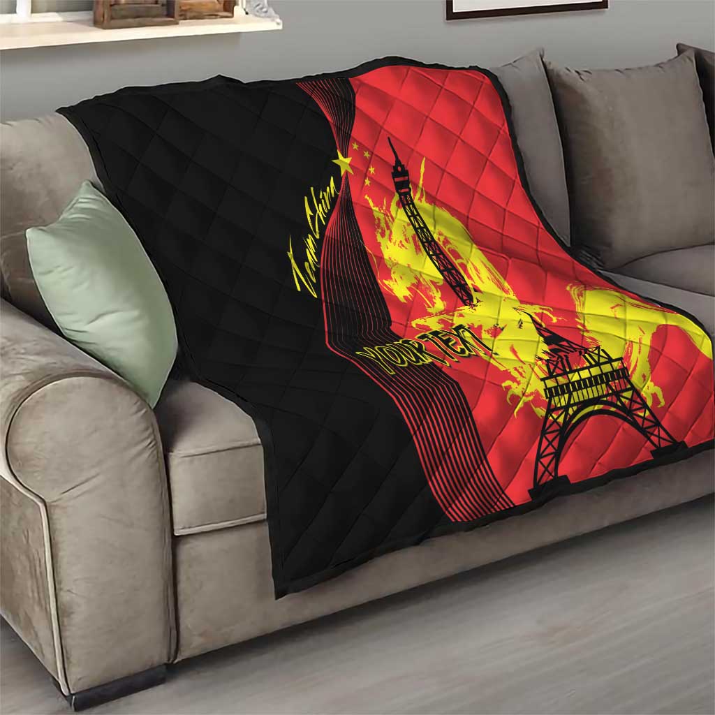 Personalized China Summer Sport Quilt Dragon With Eiffel Tower Go Paris 2024 - Wonder Print Shop
