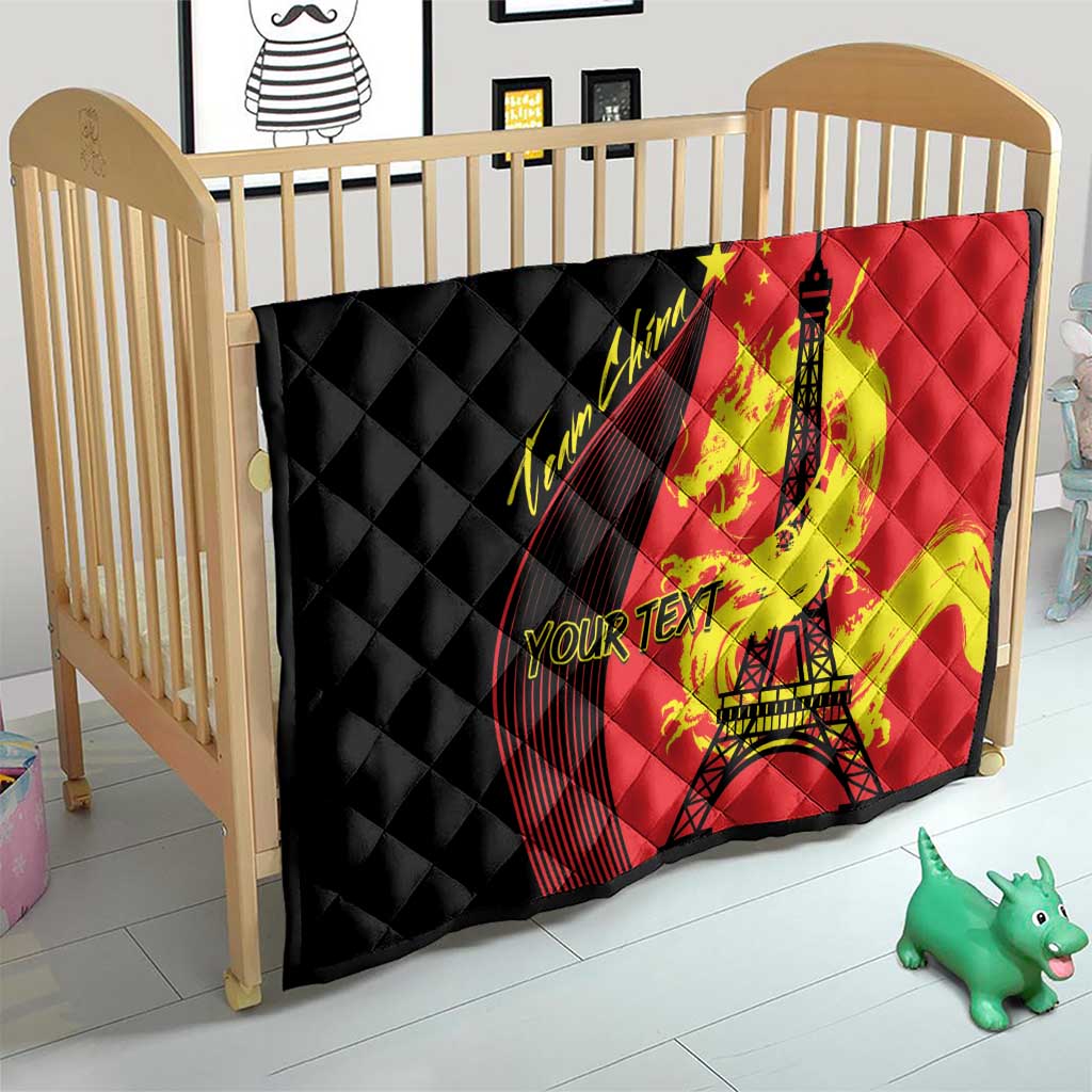 Personalized China Summer Sport Quilt Dragon With Eiffel Tower Go Paris 2024 - Wonder Print Shop