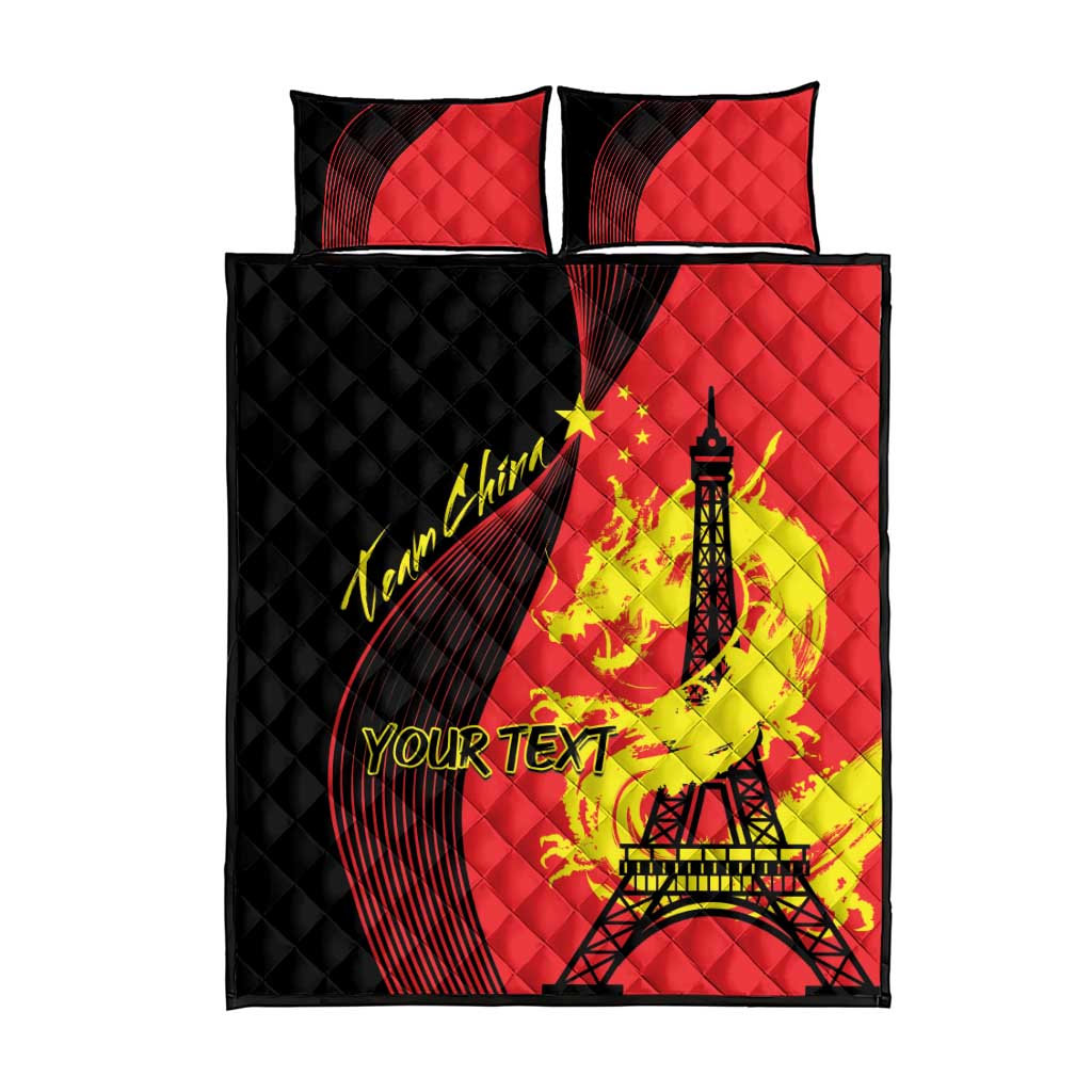 Personalized China Summer Sport Quilt Bed Set Dragon With Eiffel Tower Go Paris 2024 - Wonder Print Shop
