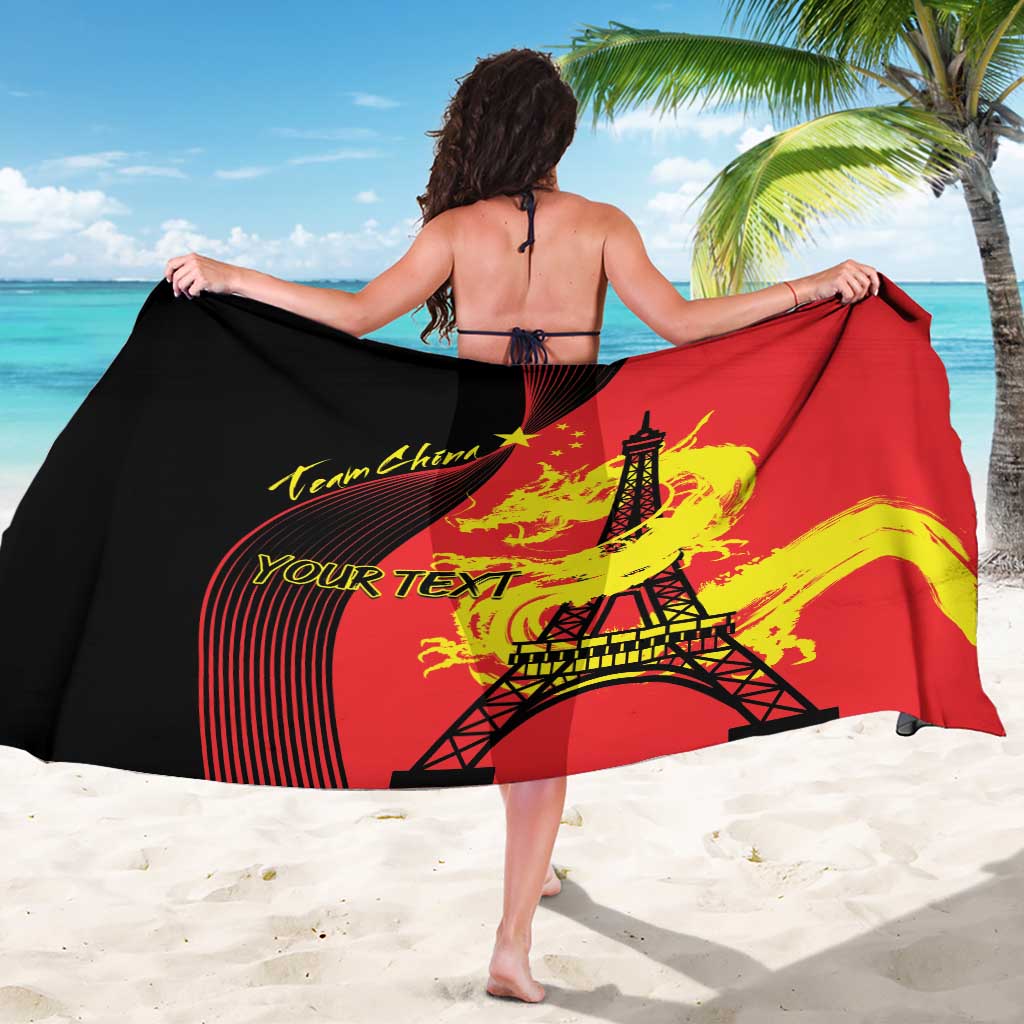 Personalized China Summer Sport Sarong Dragon With Eiffel Tower Go Paris 2024 - Wonder Print Shop