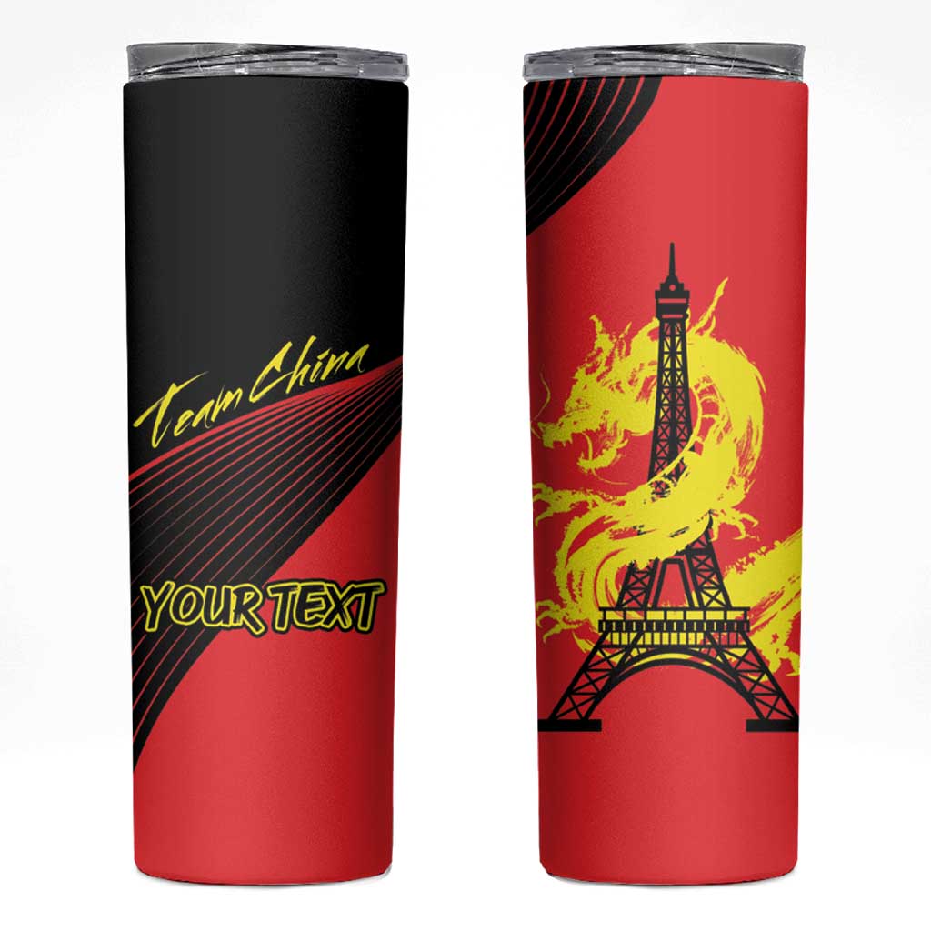 Personalized China Summer Sport Skinny Tumbler Dragon With Eiffel Tower Go Paris 2024 - Wonder Print Shop