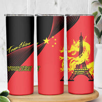 Personalized China Summer Sport Skinny Tumbler Dragon With Eiffel Tower Go Paris 2024 - Wonder Print Shop