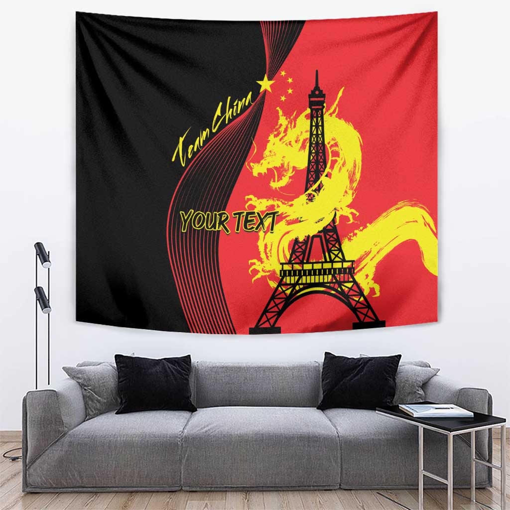 Personalized China Summer Sport Tapestry Dragon With Eiffel Tower Go Paris 2024 - Wonder Print Shop