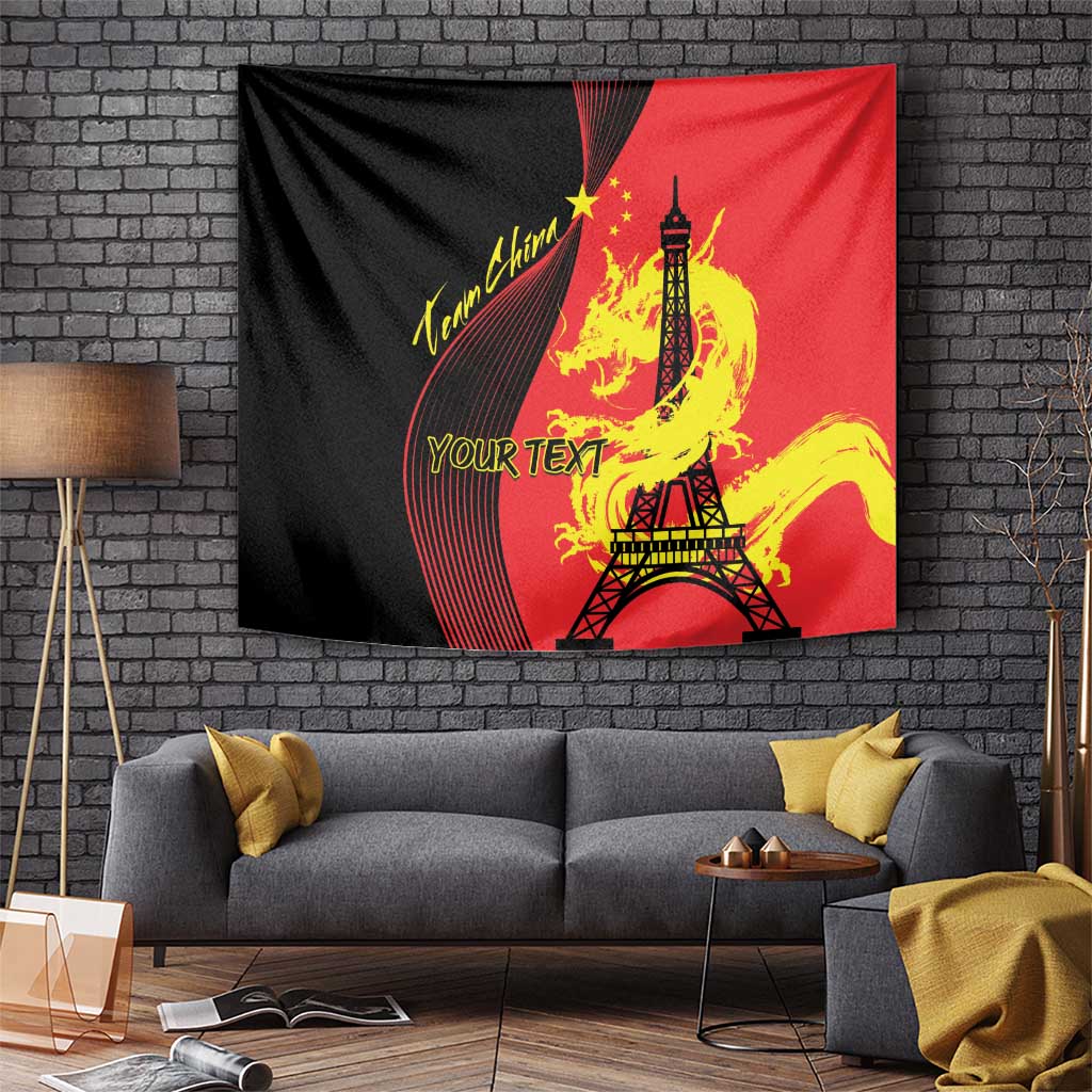Personalized China Summer Sport Tapestry Dragon With Eiffel Tower Go Paris 2024 - Wonder Print Shop