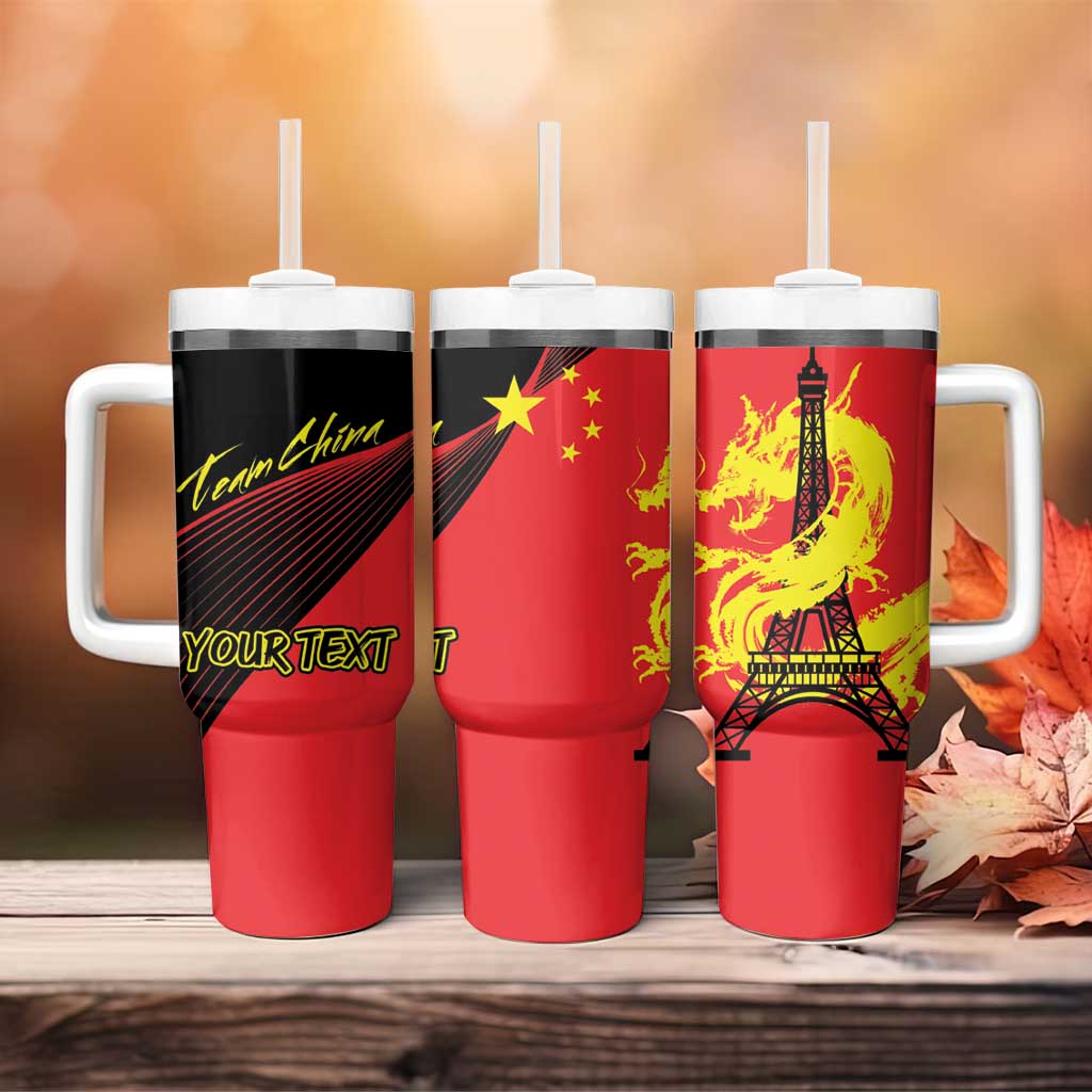 Personalized China Summer Sport Tumbler With Handle Dragon With Eiffel Tower Go Paris 2024 - Wonder Print Shop