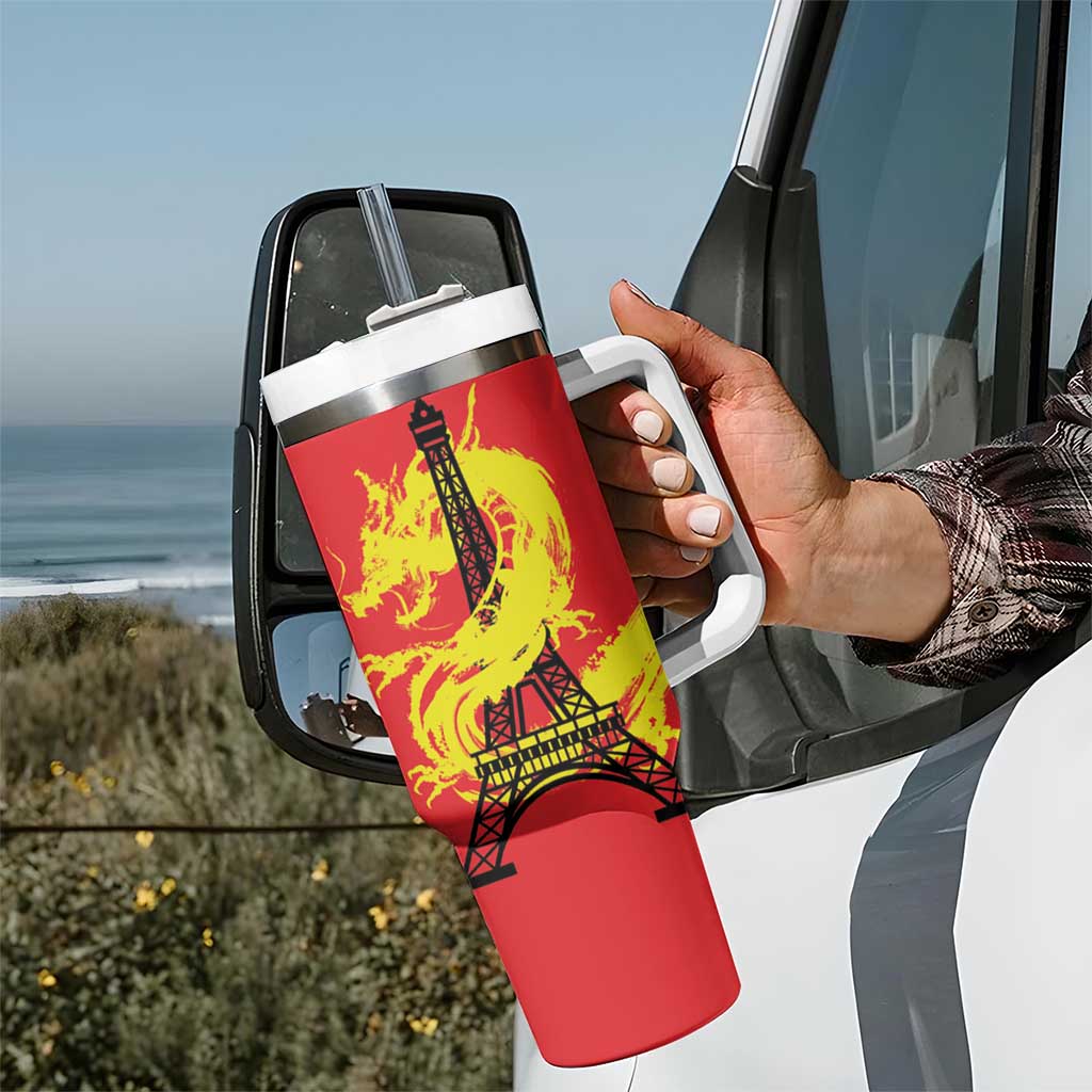 Personalized China Summer Sport Tumbler With Handle Dragon With Eiffel Tower Go Paris 2024 - Wonder Print Shop