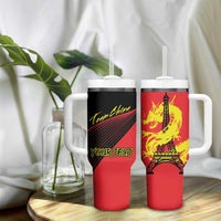 Personalized China Summer Sport Tumbler With Handle Dragon With Eiffel Tower Go Paris 2024 - Wonder Print Shop
