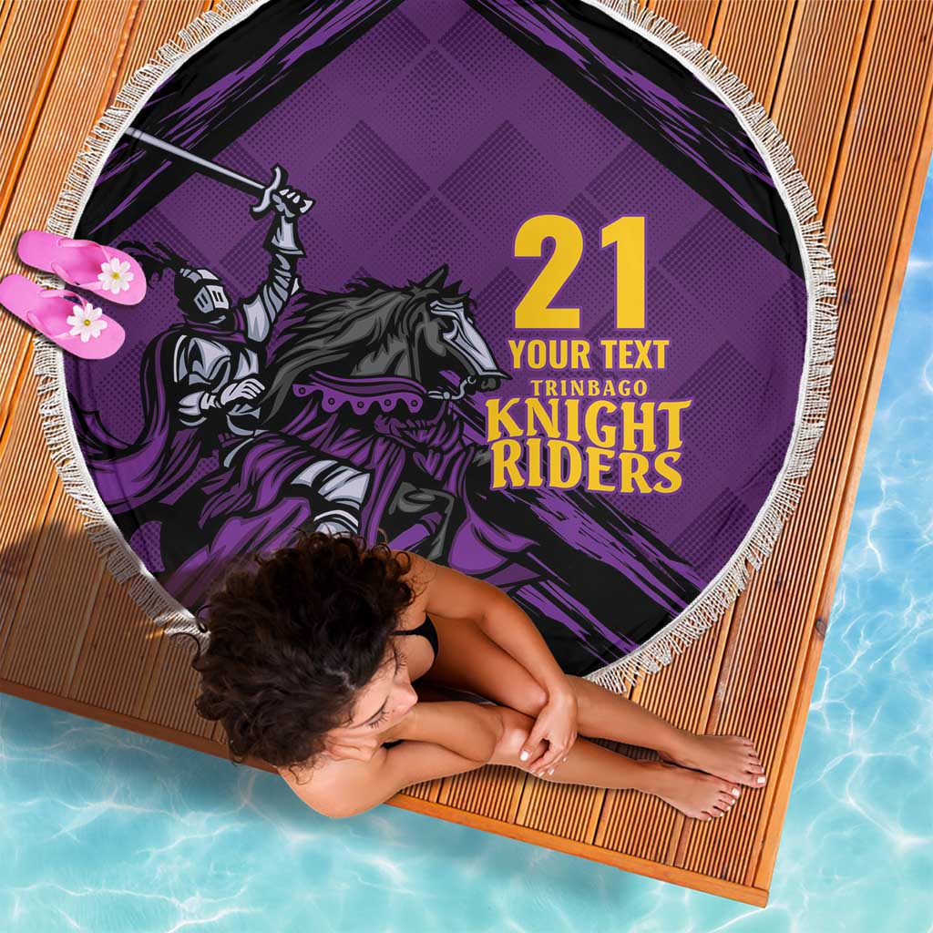Custom Caribbean Cricket Trinidad and Tobago Cricket Beach Blanket TKR Champions 2025 Purple Edition - Wonder Print Shop
