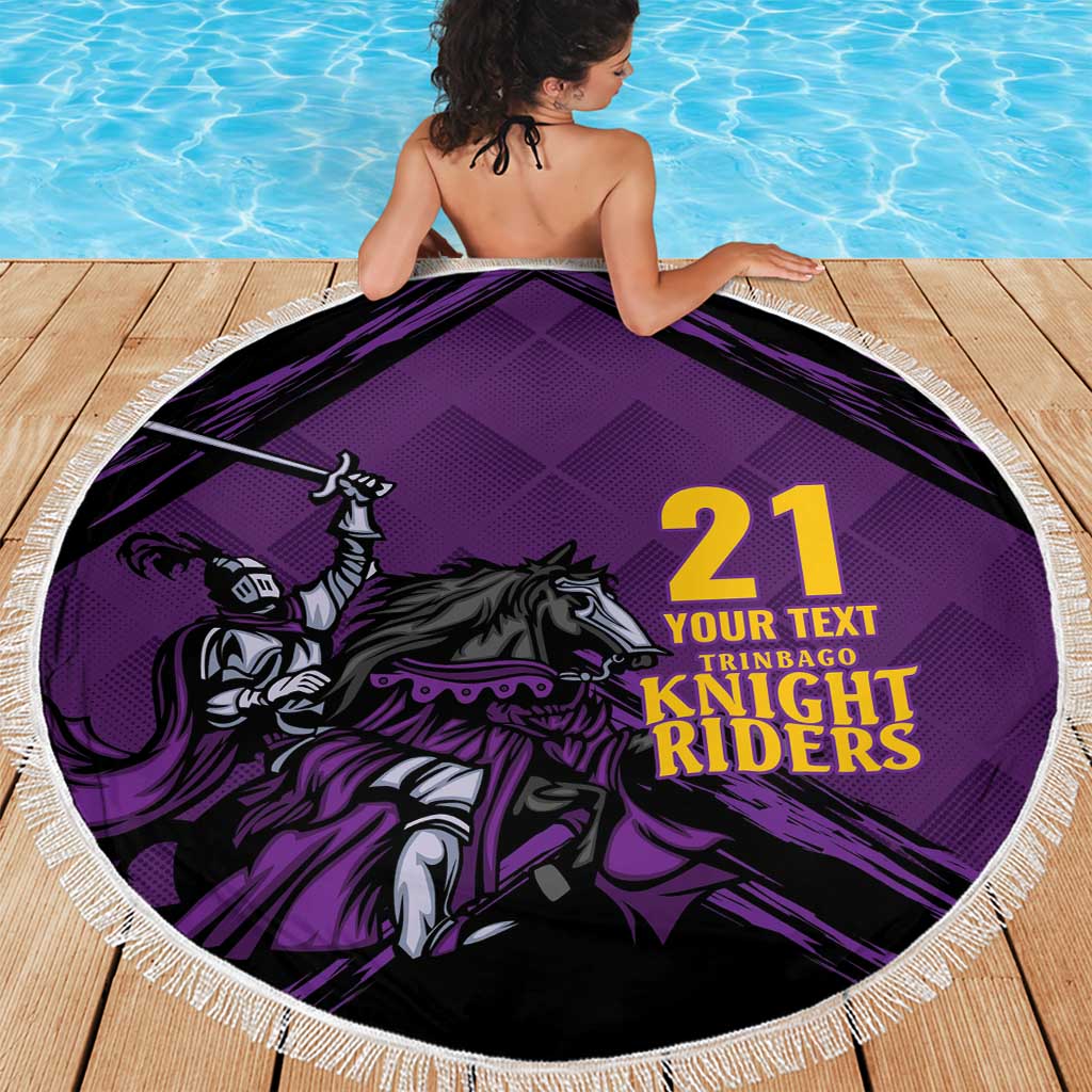 Custom Caribbean Cricket Trinidad and Tobago Cricket Beach Blanket TKR Champions 2025 Purple Edition - Wonder Print Shop