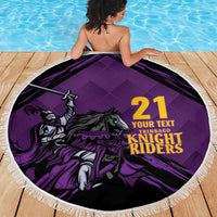 Custom Caribbean Cricket Trinidad and Tobago Cricket Beach Blanket TKR Champions 2025 Purple Edition - Wonder Print Shop