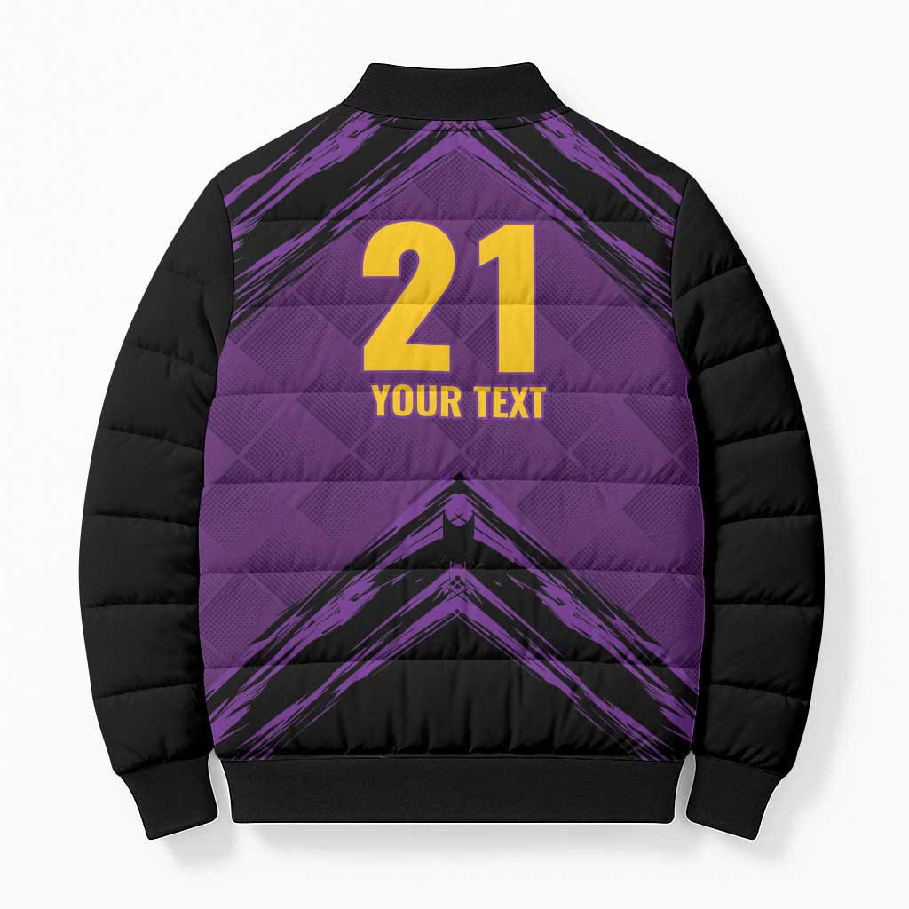 Custom Caribbean Cricket Trinidad and Tobago Cricket Bomber Puffer Jacket TKR Champions 2025 Purple Edition - Wonder Print Shop