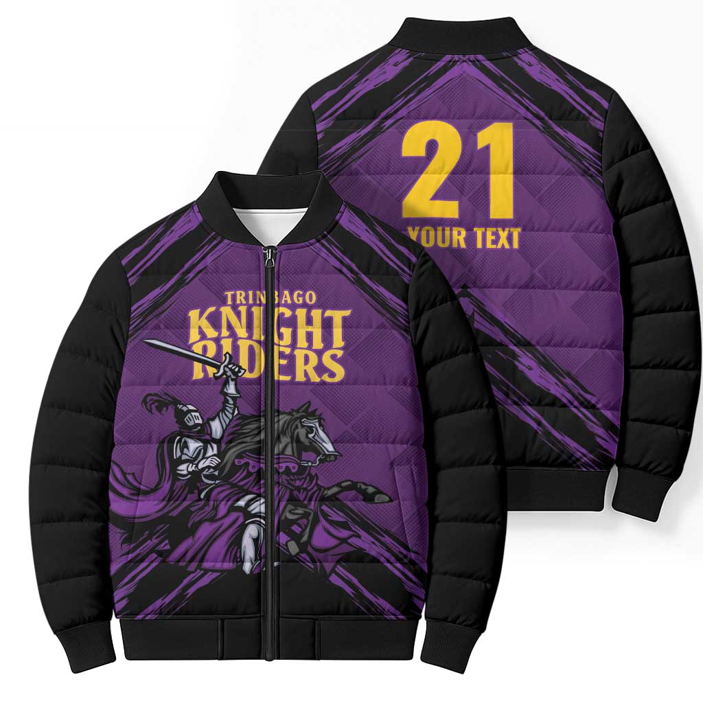 Custom Caribbean Cricket Trinidad and Tobago Cricket Bomber Puffer Jacket TKR Champions 2025 Purple Edition - Wonder Print Shop