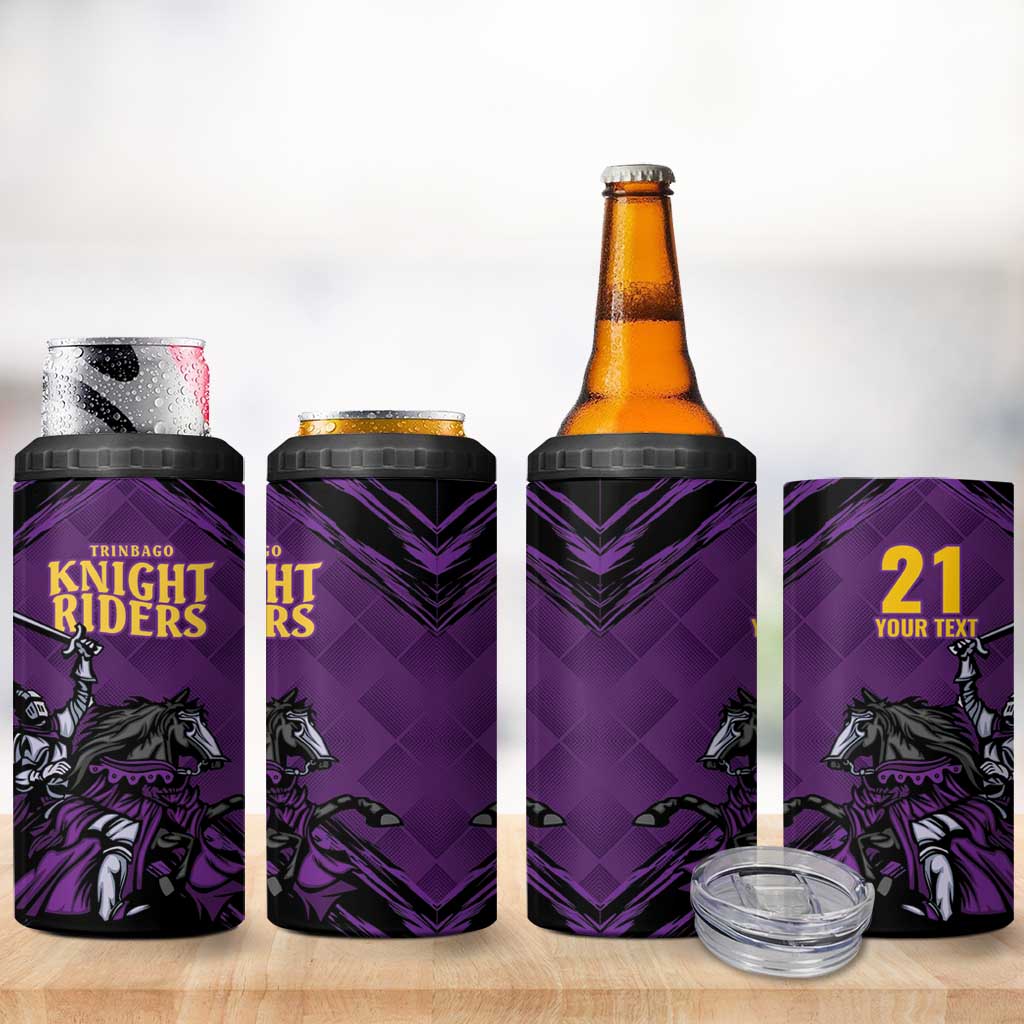 Custom Caribbean Cricket Trinidad and Tobago Cricket 4 in 1 Can Cooler Tumbler TKR Champions 2025 Purple Edition - Wonder Print Shop